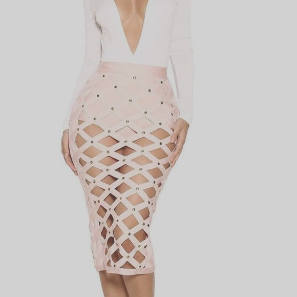 House of CB Pink and White Midi Skirt - Picture 7 of 13